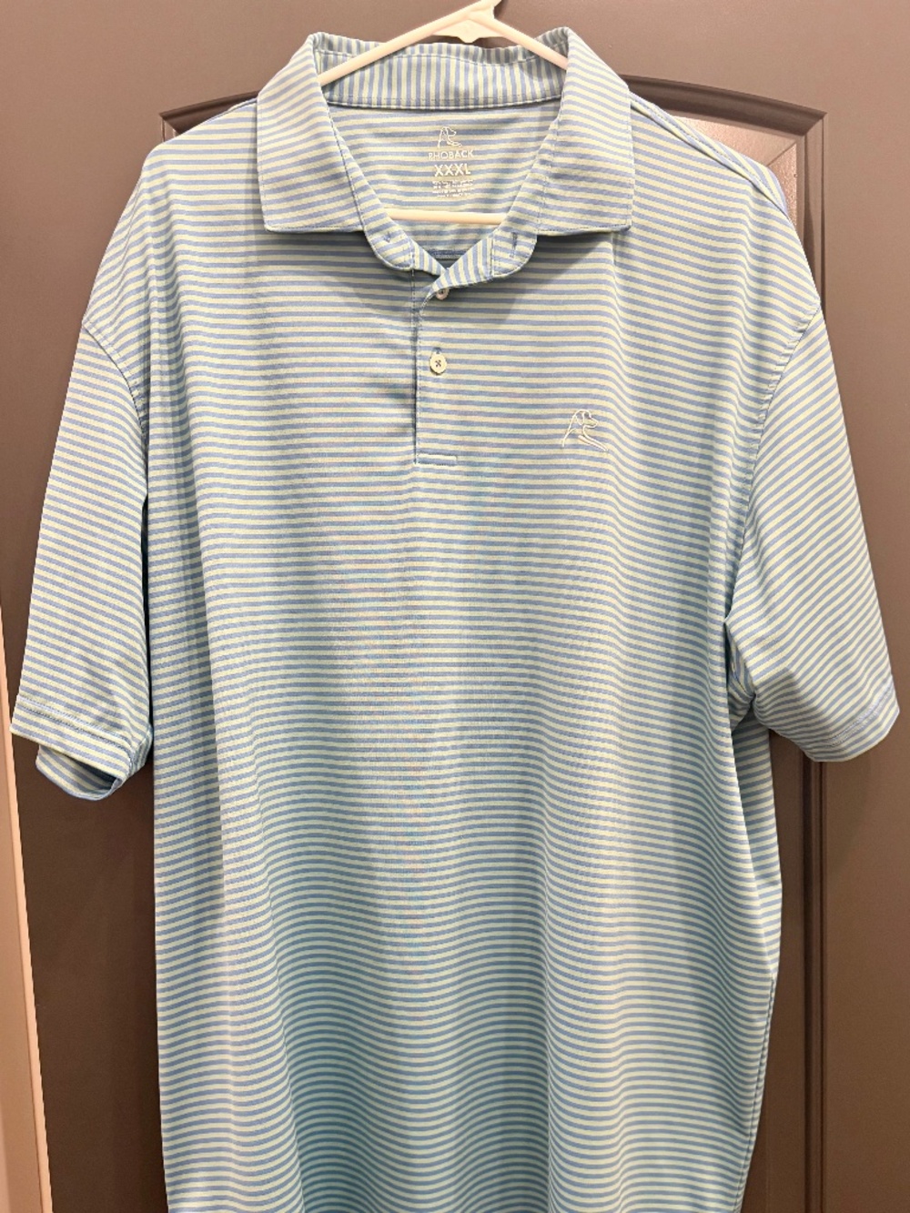 Rhoback Men’s Performance Polo Shirt Blue/Green Striped XXXL 3XL